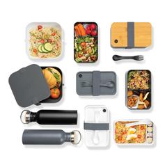 Vue Boîte à lunch en rPP RCS et couvercle en bambou de couleur noir| Krokrodeal