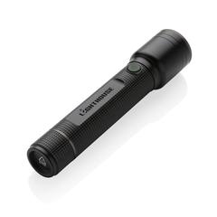 Vue Lampe torche 10W rechargeable par USB en alu RCS Gear X de couleur noir| Krokrodeal