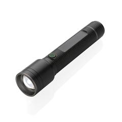 Vue Lampe torche 10W rechargeable par USB en alu RCS Gear X de couleur noir| Krokrodeal