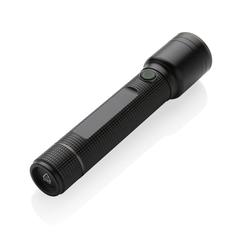 Vue Lampe torche 10W rechargeable par USB en alu RCS Gear X de couleur noir| Krokrodeal