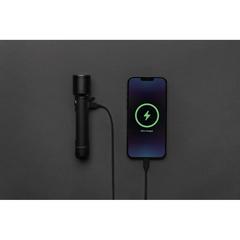 Vue Lampe torche 10W rechargeable par USB en alu RCS Gear X de couleur noir| Krokrodeal