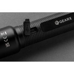 Vue Lampe torche 10W rechargeable par USB en alu RCS Gear X de couleur noir| Krokrodeal
