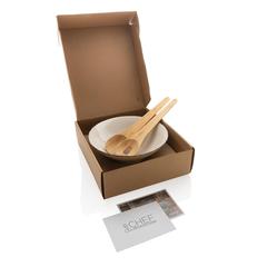Vue Saladier avec couvert à salade en bambou Ukiyo de couleur blanc| Krokrodeal