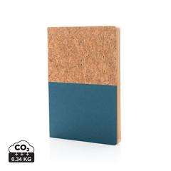 Vue Carnet A5 à couverture en kraft et en liège de couleur bleu| Krokrodeal