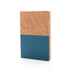 Vue Carnet A5 à couverture en kraft et en liège de couleur bleu| Krokrodeal