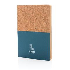 Vue Carnet A5 à couverture en kraft et en liège de couleur bleu| Krokrodeal
