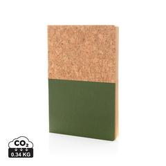 Vue Carnet A5 à couverture en kraft et en liège de couleur vert| Krokrodeal