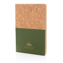 Vue Carnet A5 à couverture en kraft et en liège de couleur vert| Krokrodeal
