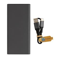 Vue Powerbank 10.000 mAh et 18W en aluminium recyclé Terra RCS de couleur gris| Krokrodeal