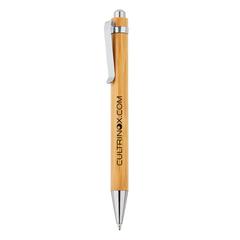 Vue Stylo à bille en bambou de couleur gris| Krokrodeal