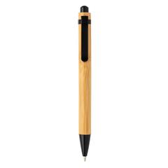 Vue Stylo à bille en bambou de couleur noir| Krokrodeal