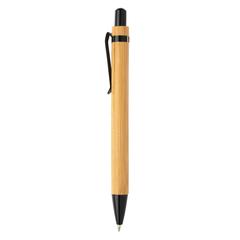 Vue Stylo à bille en bambou de couleur noir| Krokrodeal