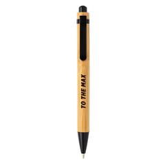 Vue Stylo à bille en bambou de couleur noir| Krokrodeal