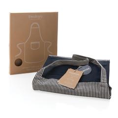 Vue Tablier de luxe Ukiyo en rcotton 280gr Aware™ de couleur bleu| Krokrodeal