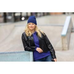 Vue Bonnet classique en laine Polylana® Impact AWARE™ de couleur bleu| Krokrodeal