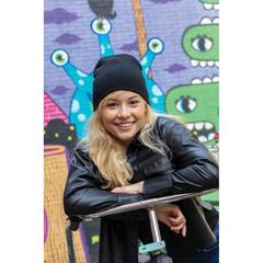 Vue Bonnet classique en laine Polylana® Impact AWARE™ de couleur noir| Krokrodeal