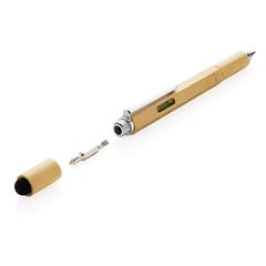 Vue Boîte à outils 5 en 1 en bambou de couleur marron| Krokrodeal