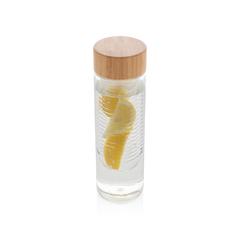Vue Bouteille à infusion avec bouchon en bambou de couleur translucide| Krokrodeal