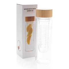 Vue Bouteille à infusion avec bouchon en bambou de couleur translucide| Krokrodeal