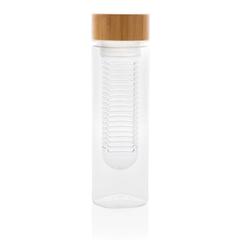 Vue Bouteille à infusion avec bouchon en bambou de couleur translucide| Krokrodeal