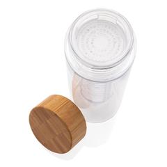 Vue Bouteille à infusion avec bouchon en bambou de couleur translucide| Krokrodeal