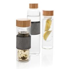 Vue Bouteille à infusion avec bouchon en bambou de couleur translucide| Krokrodeal