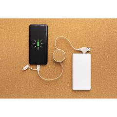 Vue Câble rétractable 6 en 1 en liège et fibre de paille de couleur vert| Krokrodeal