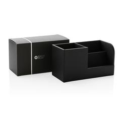 Vue Swiss Peak Organiseur de bureau en PU recyclé RCS de couleur noir| Krokrodeal