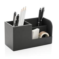 Vue Swiss Peak Organiseur de bureau en PU recyclé RCS de couleur noir| Krokrodeal