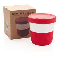 Vue Tasse Coffee To Go 280ml en PLA de couleur rouge| Krokrodeal
