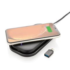 Vue Chargeur sans fil avec socle powerbank 5.000 mAh de couleur noir| Krokrodeal