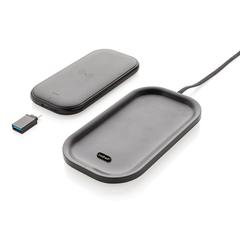 Vue Chargeur sans fil avec socle powerbank 5.000 mAh de couleur noir| Krokrodeal