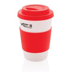 Vue Mug en PP recyclable 270ml de couleur rouge| Krokrodeal