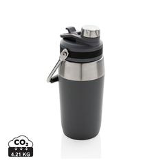 Vue Bouteille isotherme 500ml avec bouchon double fonction de couleur gris| Krokrodeal