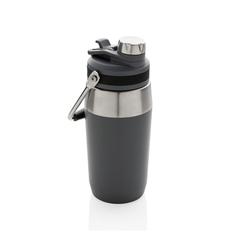 Vue Bouteille isotherme 500ml avec bouchon double fonction de couleur gris| Krokrodeal