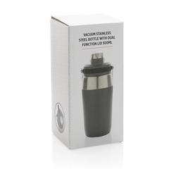 Vue Bouteille isotherme 500ml avec bouchon double fonction de couleur gris| Krokrodeal