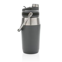 Vue Bouteille isotherme 500ml avec bouchon double fonction de couleur gris| Krokrodeal