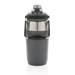 Vue Bouteille isotherme 500ml avec bouchon double fonction de couleur gris| Krokrodeal