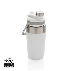 Vue Bouteille isotherme 500ml avec bouchon double fonction de couleur blanc| Krokrodeal