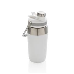 Vue Bouteille isotherme 500ml avec bouchon double fonction de couleur blanc| Krokrodeal