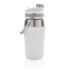 Vue Bouteille isotherme 500ml avec bouchon double fonction de couleur blanc| Krokrodeal