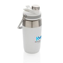 Vue Bouteille isotherme 500ml avec bouchon double fonction de couleur blanc| Krokrodeal