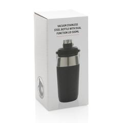 Vue Bouteille isotherme 500ml avec bouchon double fonction de couleur noir| Krokrodeal