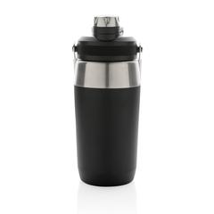 Vue Bouteille isotherme 500ml avec bouchon double fonction de couleur noir| Krokrodeal