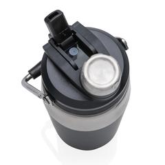 Vue Bouteille isotherme 500ml avec bouchon double fonction de couleur noir| Krokrodeal