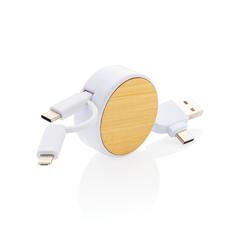 Vue Câble Ontario 6-en-1 rétractable en plastique recyclé RCS de couleur blanc| Krokrodeal