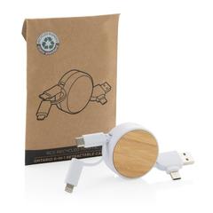 Vue Câble Ontario 6-en-1 rétractable en plastique recyclé RCS de couleur blanc| Krokrodeal