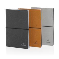Vue Carnet de notes A5 en cuir recyclé de couleur gris| Krokrodeal