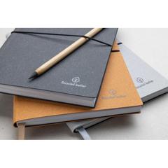 Vue Carnet de notes A5 en cuir recyclé de couleur gris| Krokrodeal