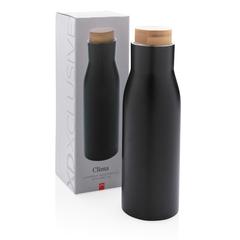 Vue Bouteille isotherme et étanche avec couvercle en acier Clima de couleur noir| Krokrodeal